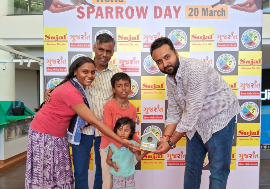 world sparrow day sparrow house distribution at Nilambh Triumph by Just Call Charitable Trust (11)