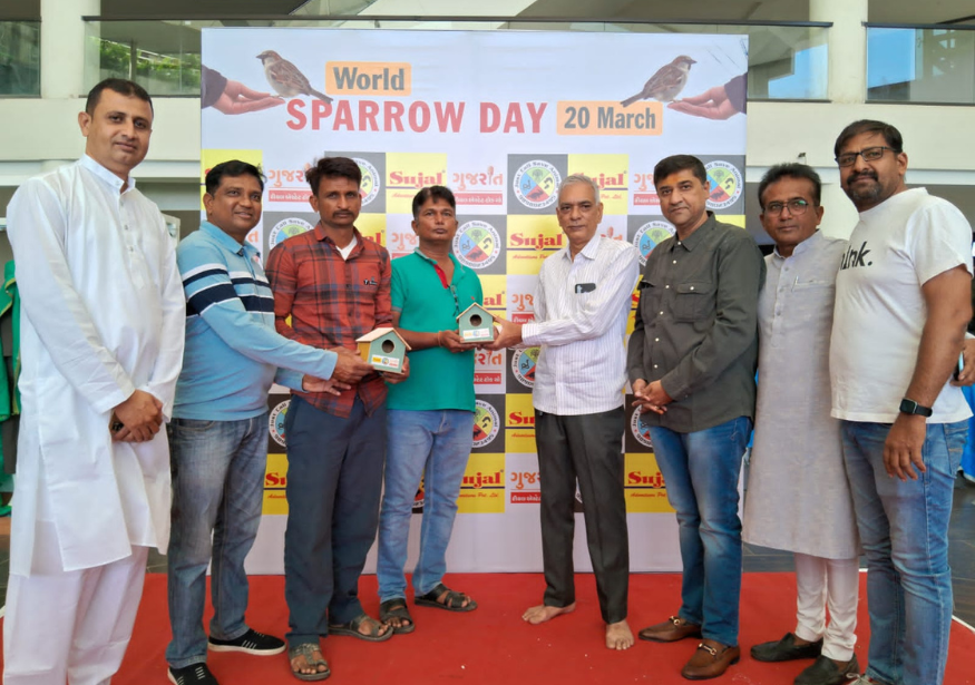 world sparrow day sparrow house distribution at Nilambh Triumph by Just Call Charitable Trust (12)