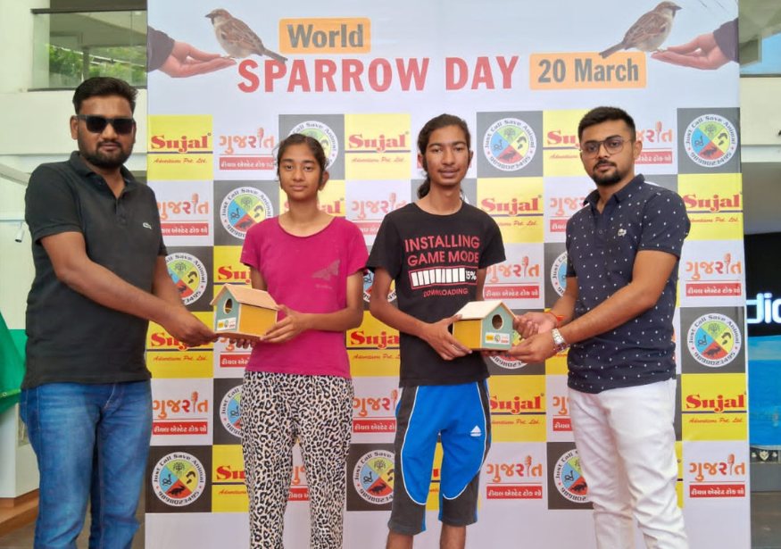 world sparrow day sparrow house distribution at Nilambh Triumph by Just Call Charitable Trust (13)