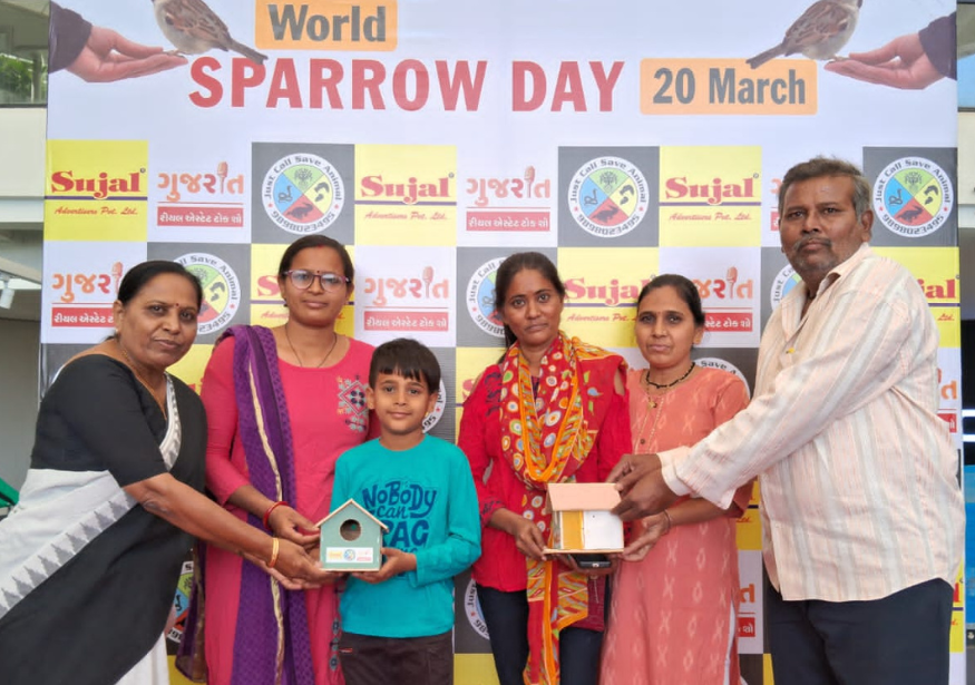 world sparrow day sparrow house distribution at Nilambh Triumph by Just Call Charitable Trust (14)